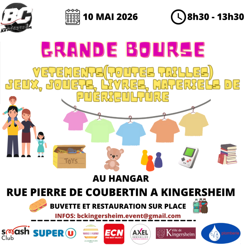 Bourse aux Vêtements (toutes tailles), jeux, jouets, ...