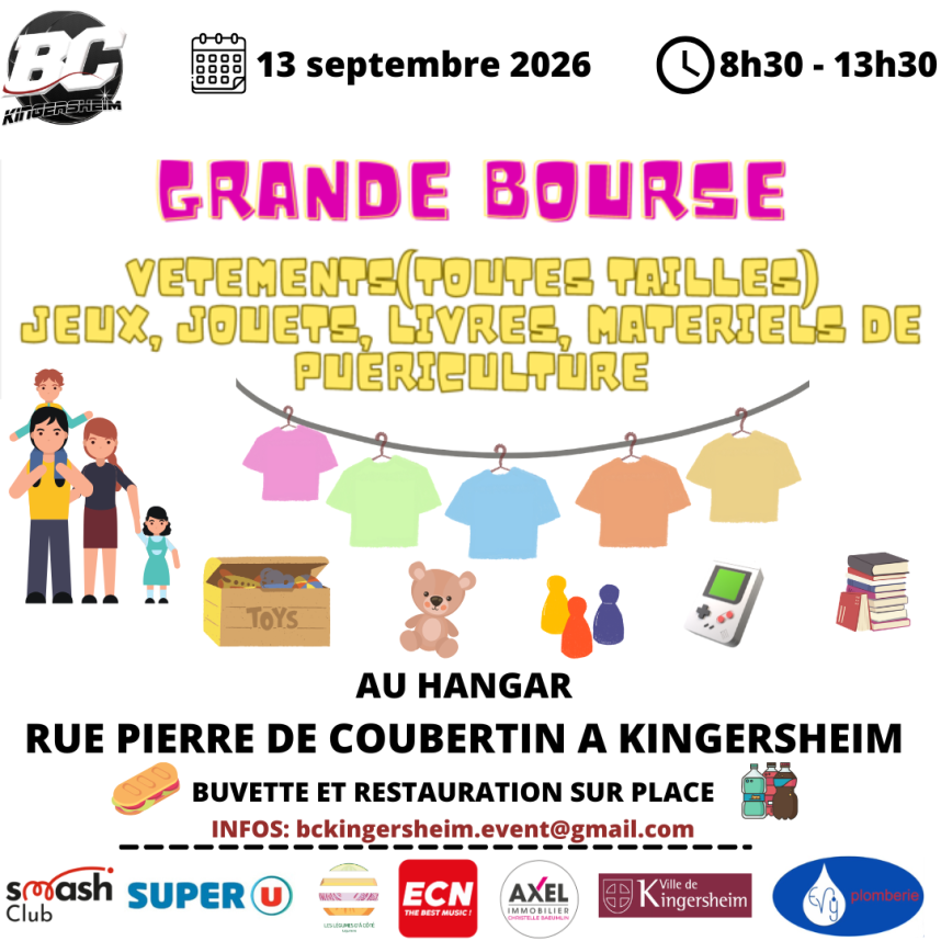 Bourse aux Vêtements (toutes tailles), jeux, jouets, ...